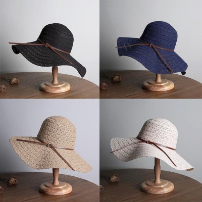  Summer Sun Hat Wide Brim Beach Hat Lace Hollow Foldable Cap Outdoor Travel  eb-60497596